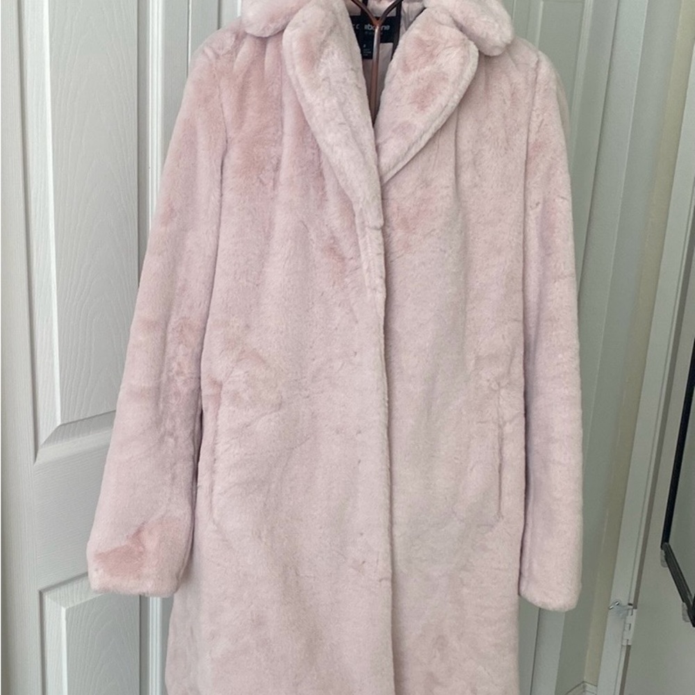 Liz Claiborne Elegant Pink Faux Fur Coat